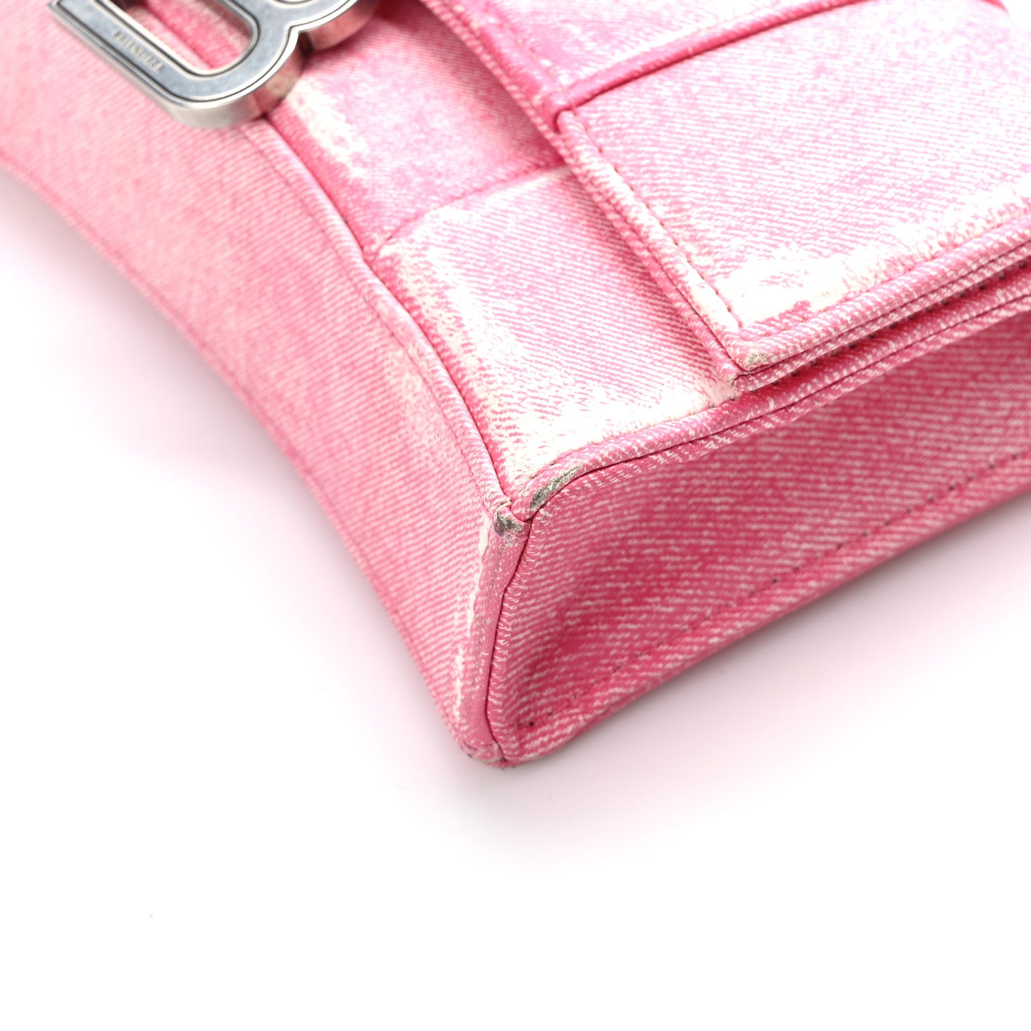 Balenciaga Nappa Denim Printed Hourglass Chain Bag Denim Pink 11 of 14