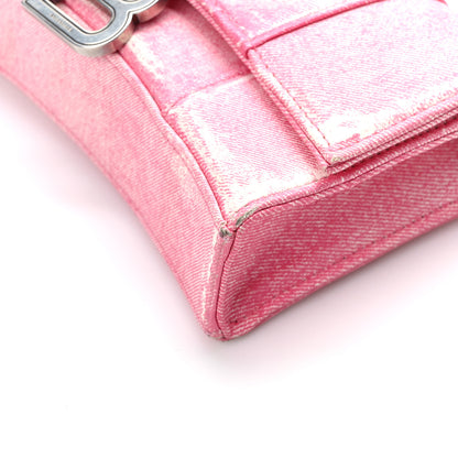 Balenciaga Nappa Denim Printed Hourglass Chain Bag Denim Pink 11 of 14
