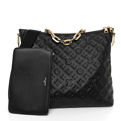 Louis Vuitton Lambskin Embossed Monogram Coussin Hobo MM Black 3 of 10