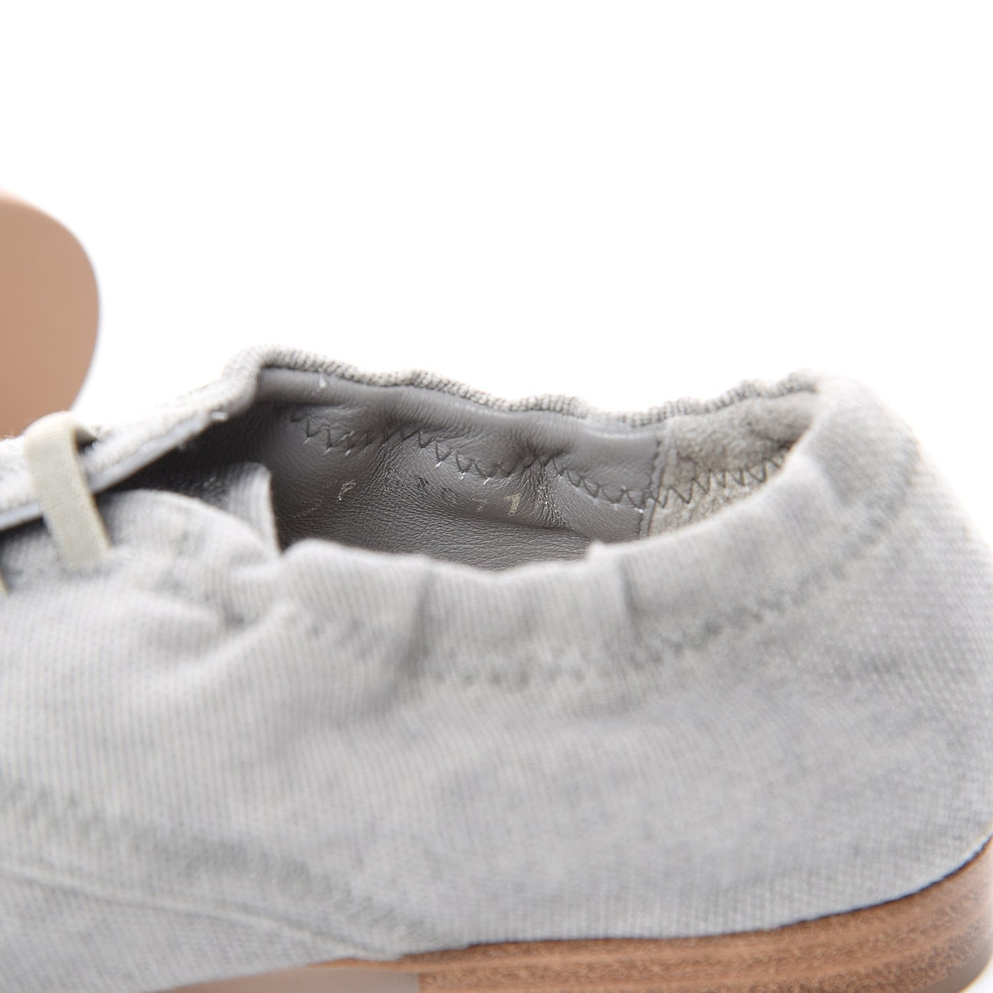 Washed Toile Snakeskin Cap Toe CC Lace Up Flats 36 Grey