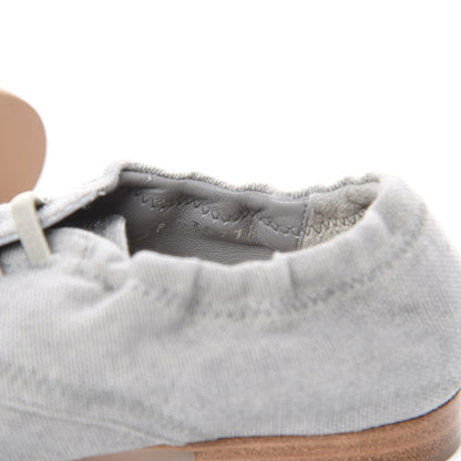 Chanel Washed Toile Snakeskin Cap Toe CC Lace Up Flats 36 Grey 8 of 12