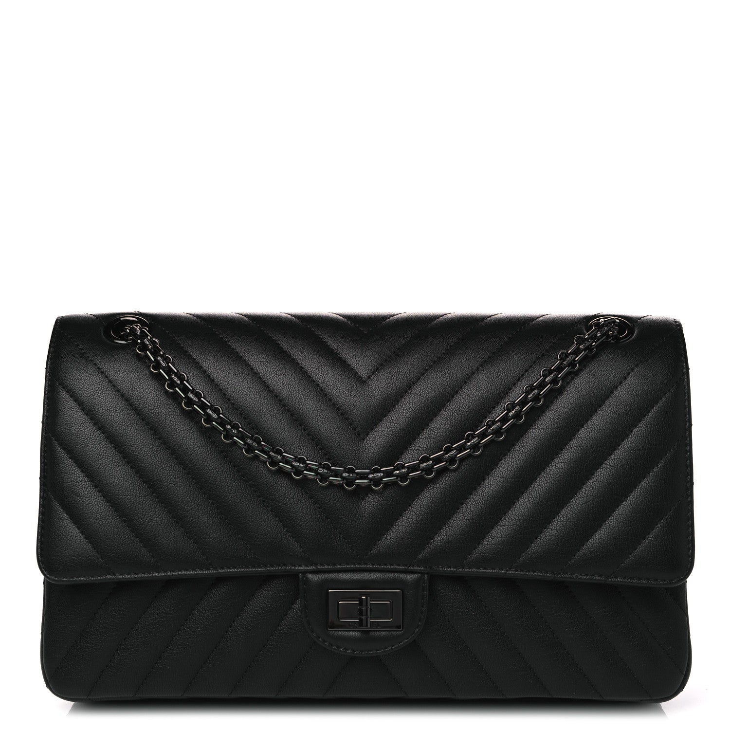 Chanel Sheepskin Chevron Quilted 2.55 Reissue 226 Flap So Black 1 of 7