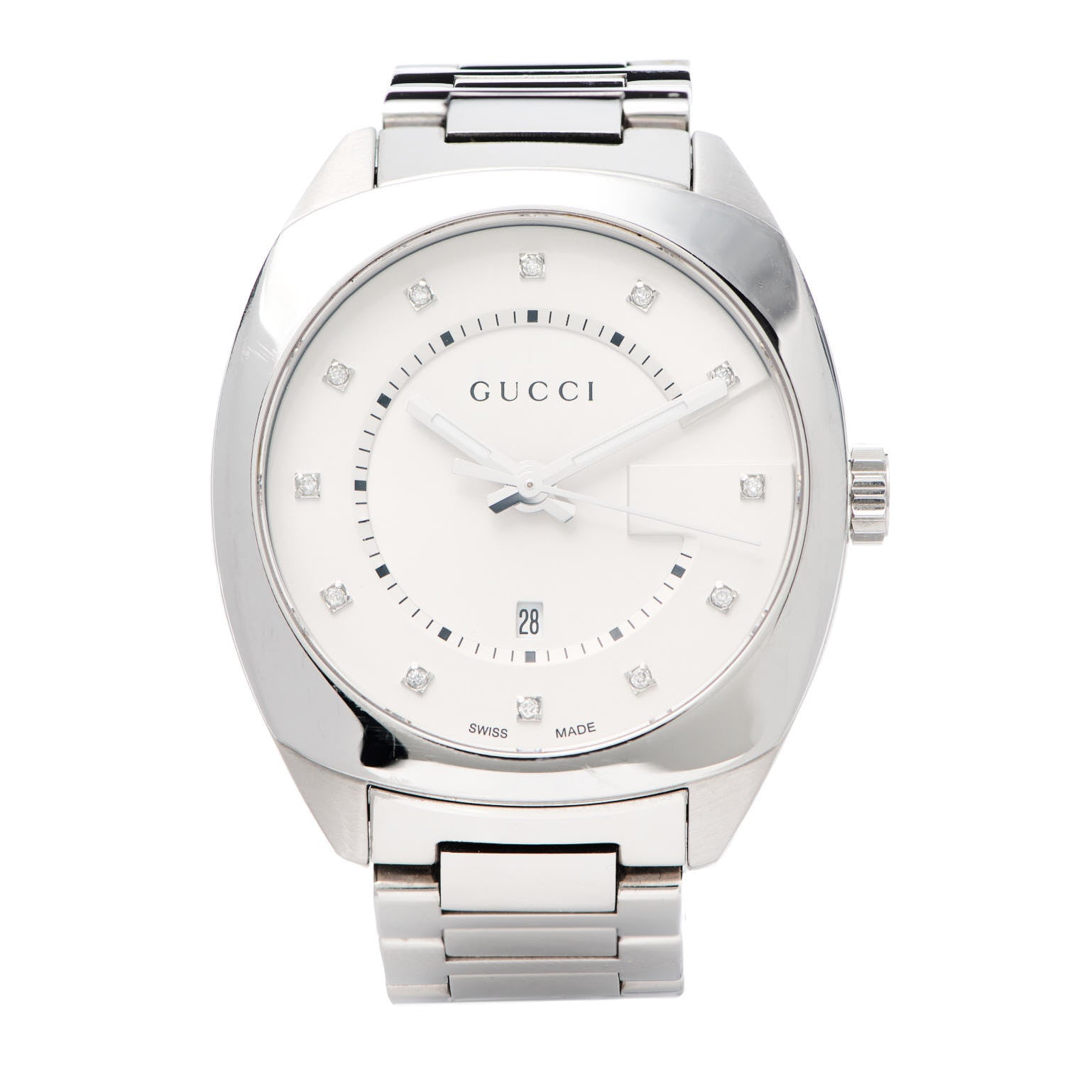 Gucci Stainless Steel Diamond 37mm G-Timeless Quartz Watch White 1 of 6