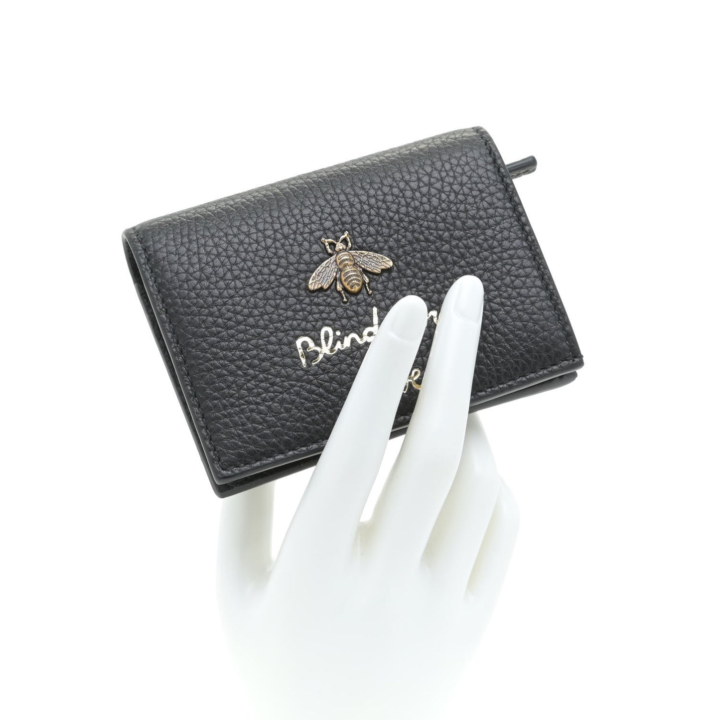 Pebbled Calfskin Animalier Card Case Black