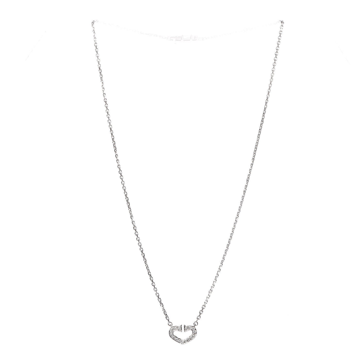 Cartier 18K White Gold Diamond Small Hearts and Symbols Pendant Necklace 3 of 7