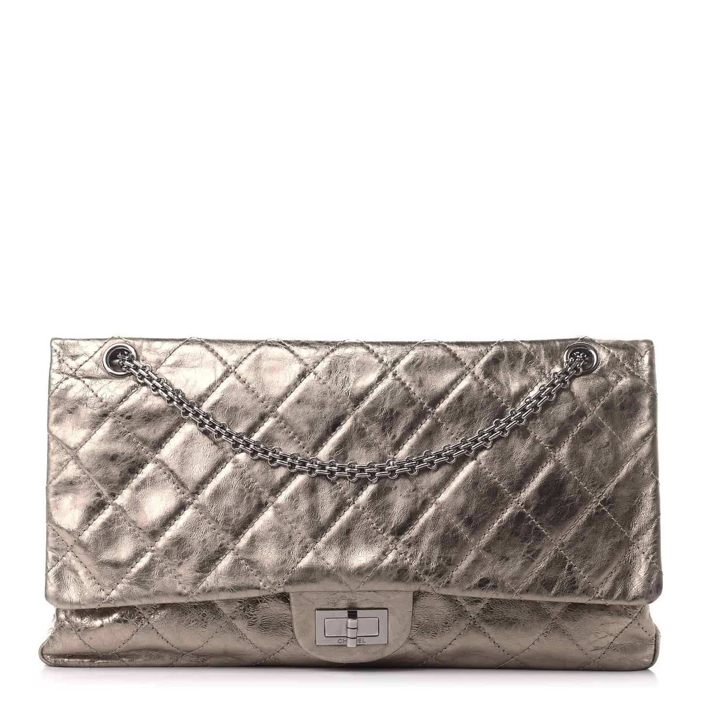 Metallic Aged Calfskin Quilted 2.55 Reissue 228 Flap Pewter