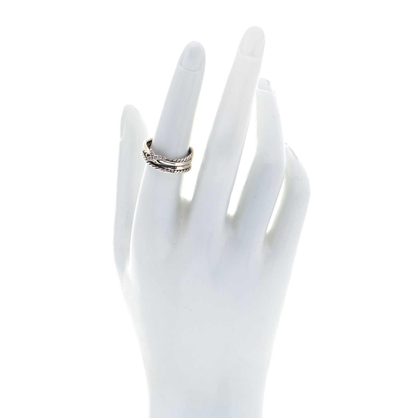 Sterling Silver Diamond X Crossover Ring 54 6.75