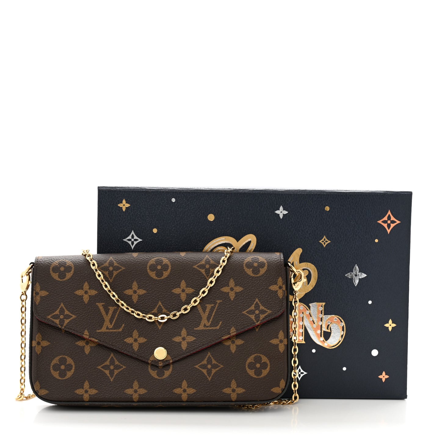 Monogram Pochette Felicie Chain Wallet Fuchsia