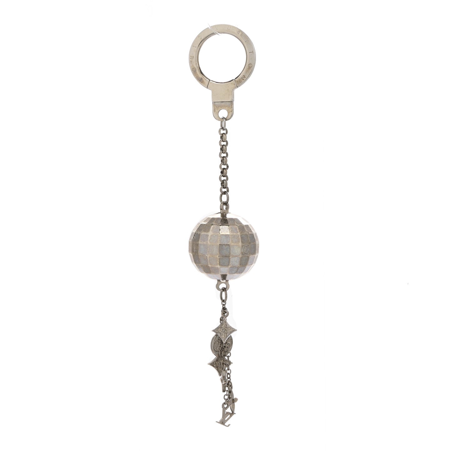Mirror Ball Disco Key Holder Chain Ring Silver