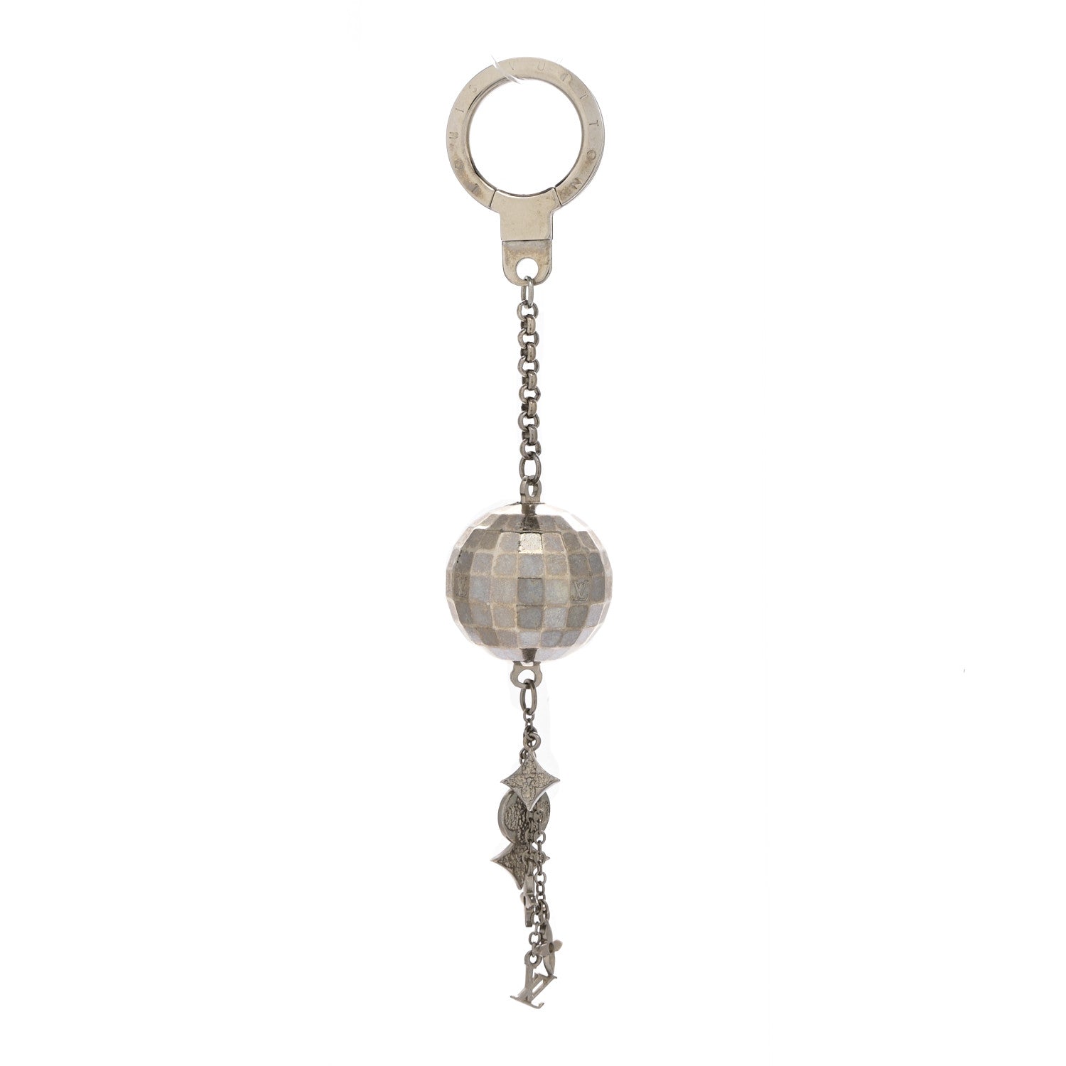 Louis Vuitton Mirror Ball Disco Key Holder Chain Ring Silver 1 of 3
