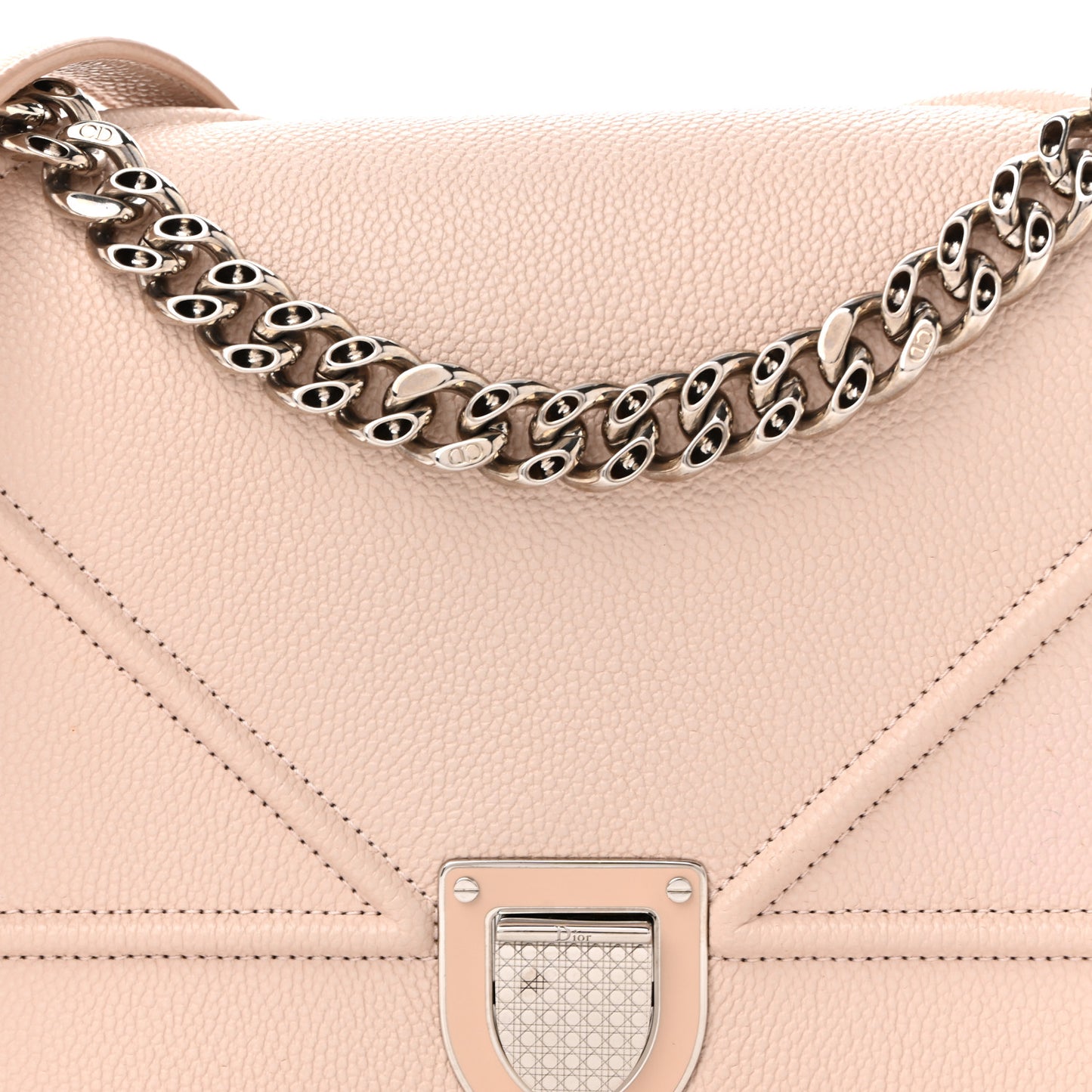 Grained Calfskin Medium Diorama Flap Bag Nude