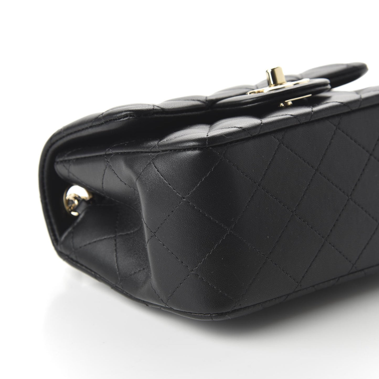 Lambskin Quilted Mini Square Flap Black