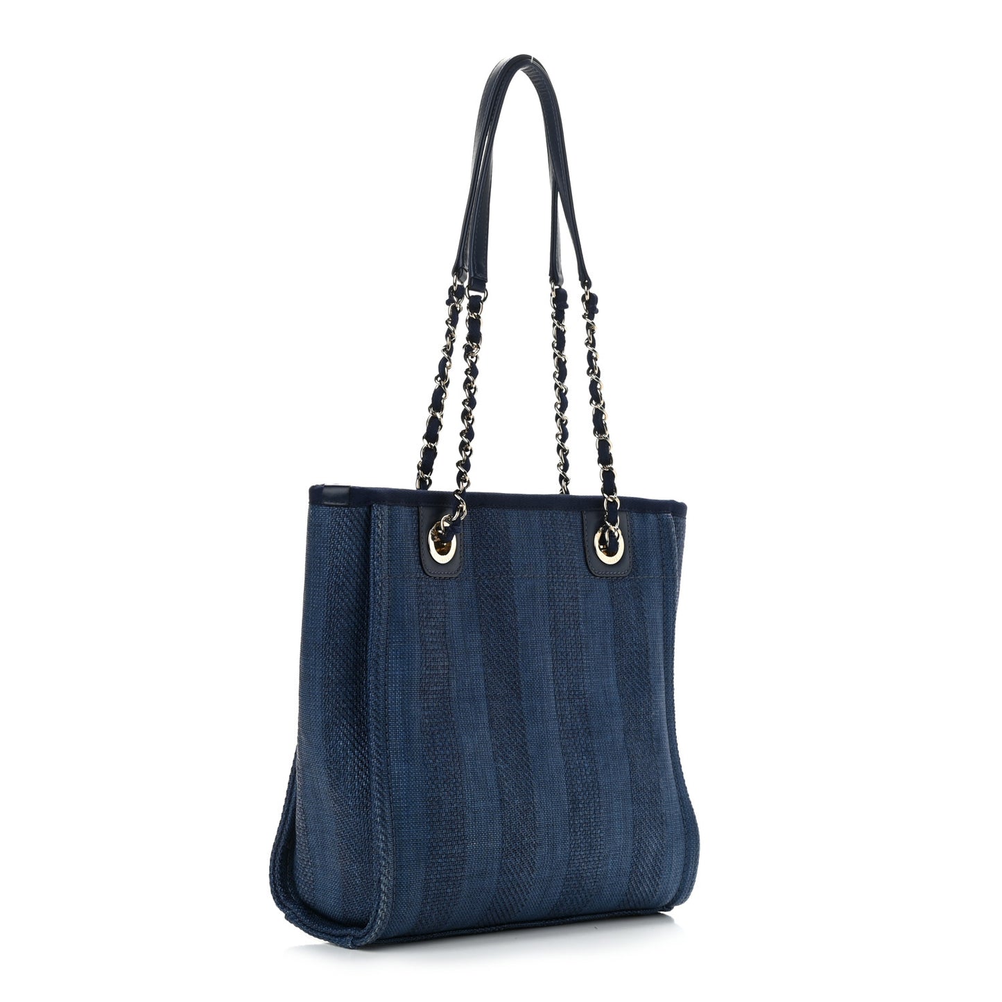 Mixed Fibers Striped Mini Deauville Tote Navy Blue