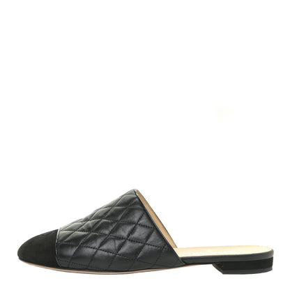 Chanel Lambskin Kid Suede Quilted Mules 40.5 Black 1 of 17