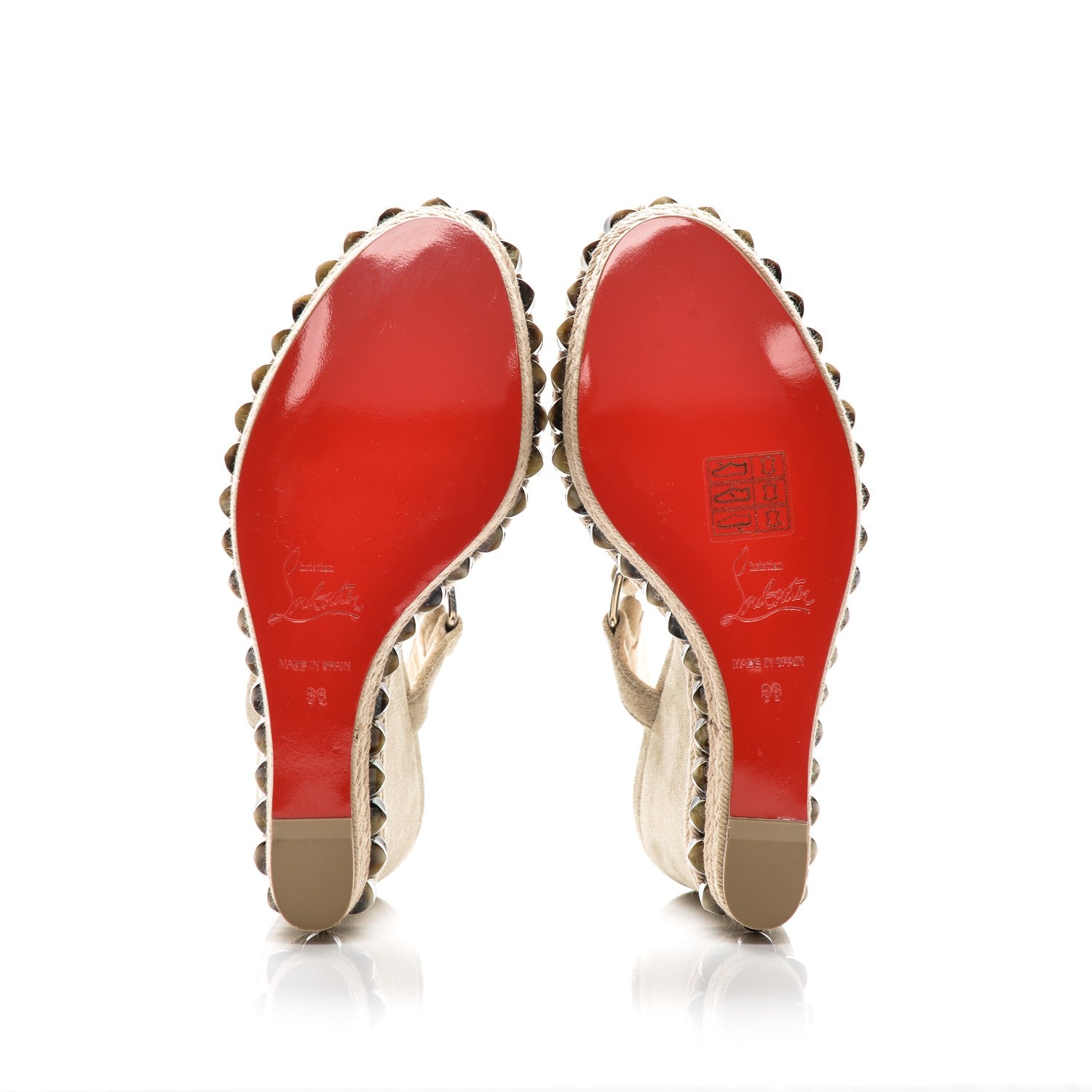 Christian Louboutin Veau Velours Cataclou 120 Wedge Sandals 36 Sable Corne 5 of 7