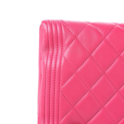 Chanel Lambskin Quilted Beauty CC Boy Clutch Fuchsia 8 of 11