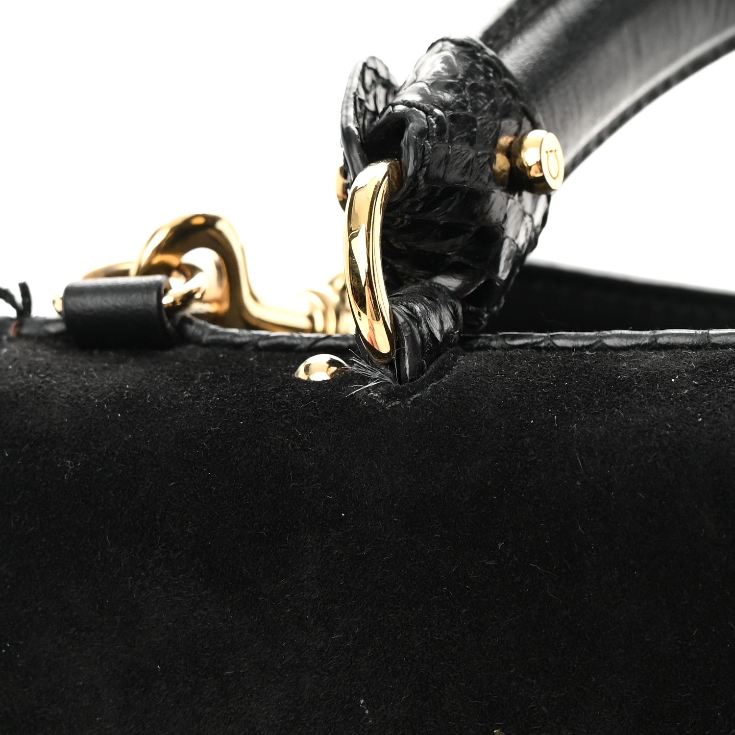 Salvatore Ferragamo Calfskin Suede Snakeskin Small Sofia Satchel Black Burgundy 21 of 22