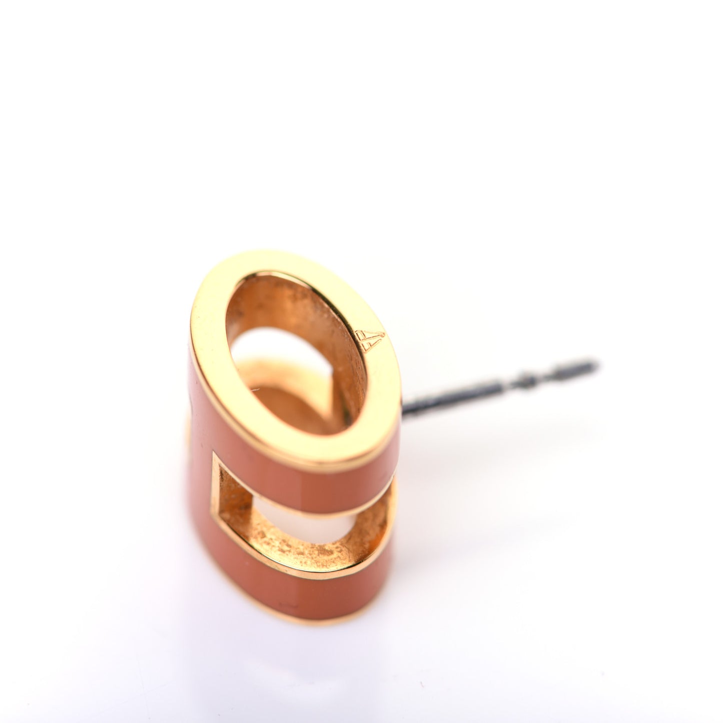 Gold Lacquered Pop H Earrings Orange