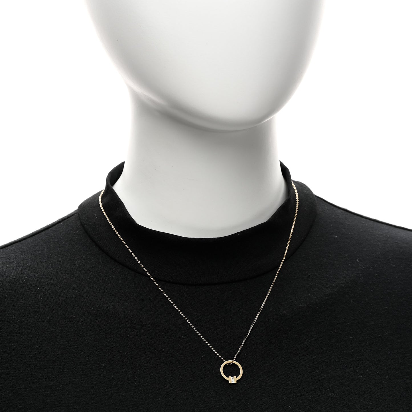 18K Yellow Gold Diamond T Baguette Pendant Necklace
