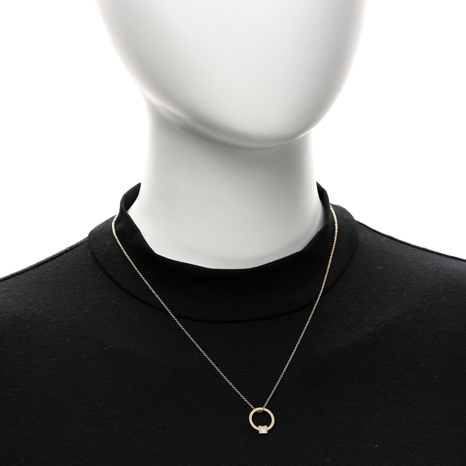 Tiffany 18K Yellow Gold Diamond T Baguette Pendant Necklace 2 of 6
