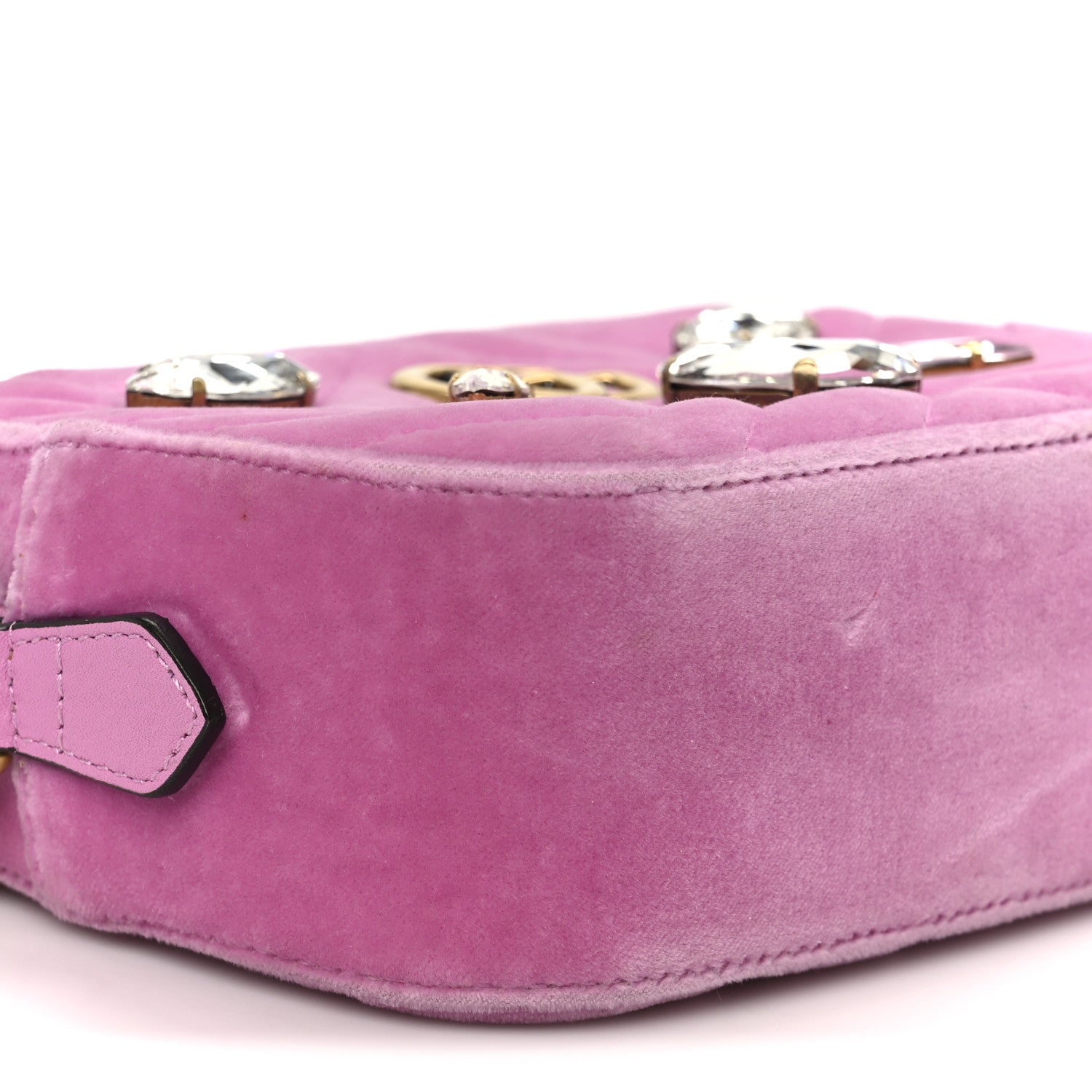 Gucci Velvet Matelasse Marquise Crystals Mini GG Marmont Chain Shoulder Bag Malva 10 of 11