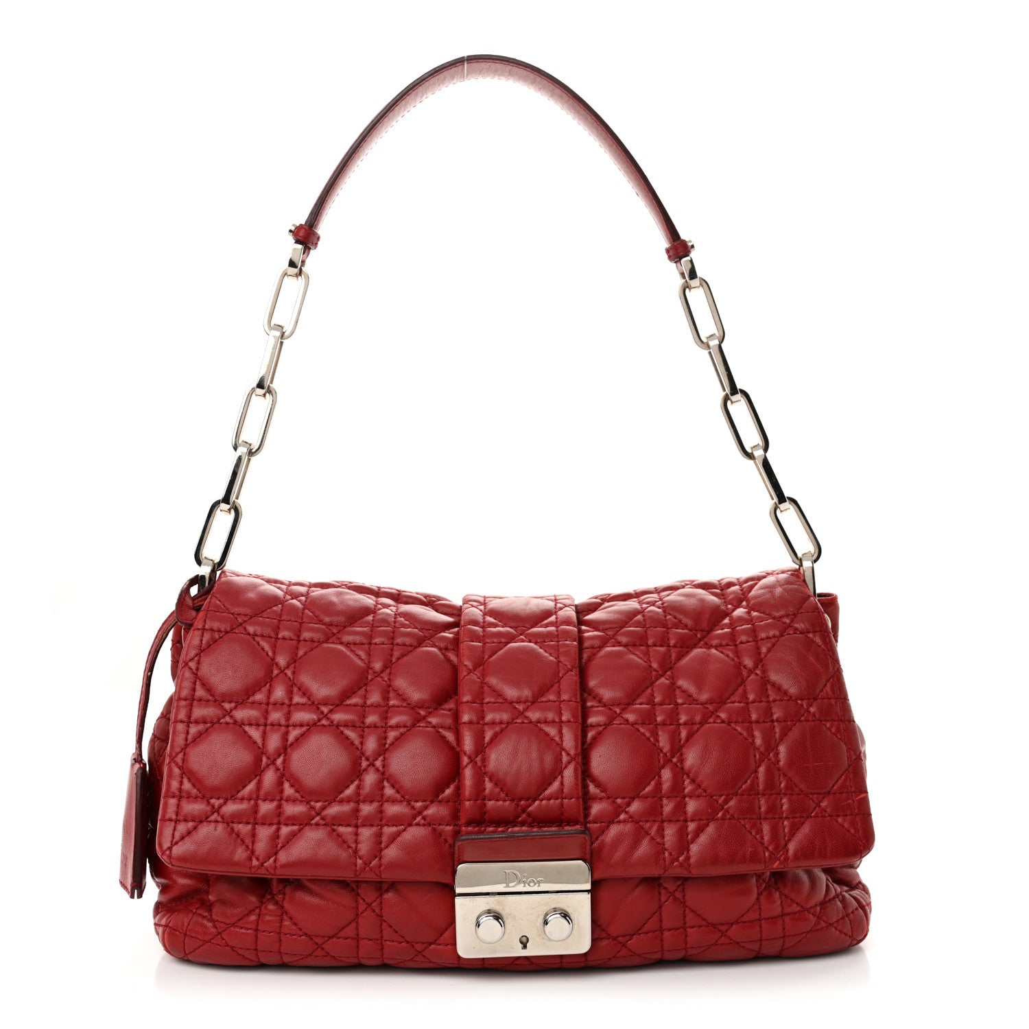 Christian Dior Lambskin Cannage Medium New Lock Flap Red 1 of 14