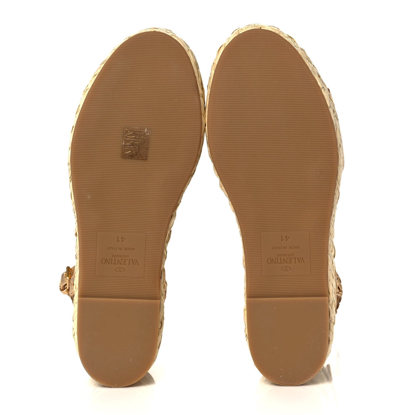 Metallic Pebbled Calfskin VLogo Ankle Wrap Espadrille 45/90mm Platform Wedge Sandals 41 Antique Brass