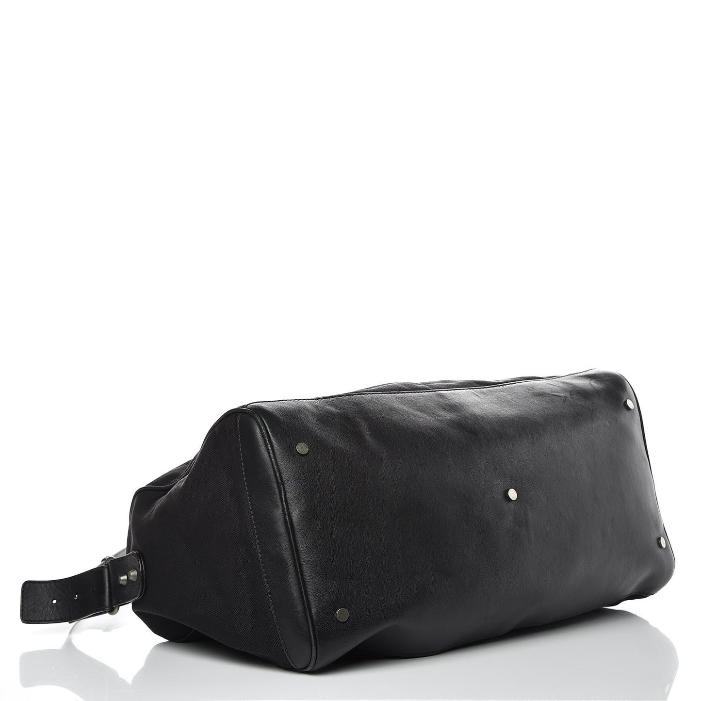 Nylon Agneau Classic Hardware Small Squash Duffle Bag Black