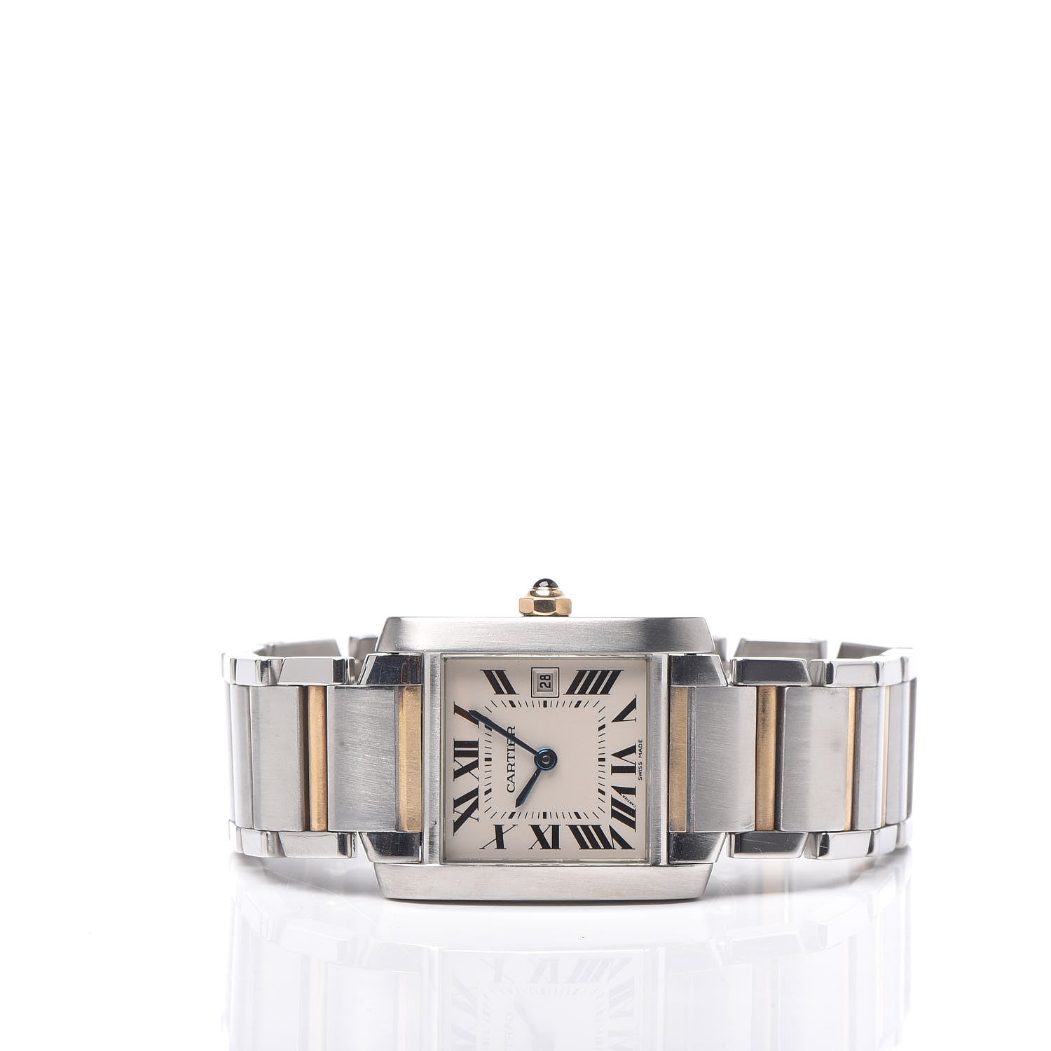 Cartier Stainless Steel 18K Yellow Gold 25mm Tank Francaise Quartz Watch 3 of 8