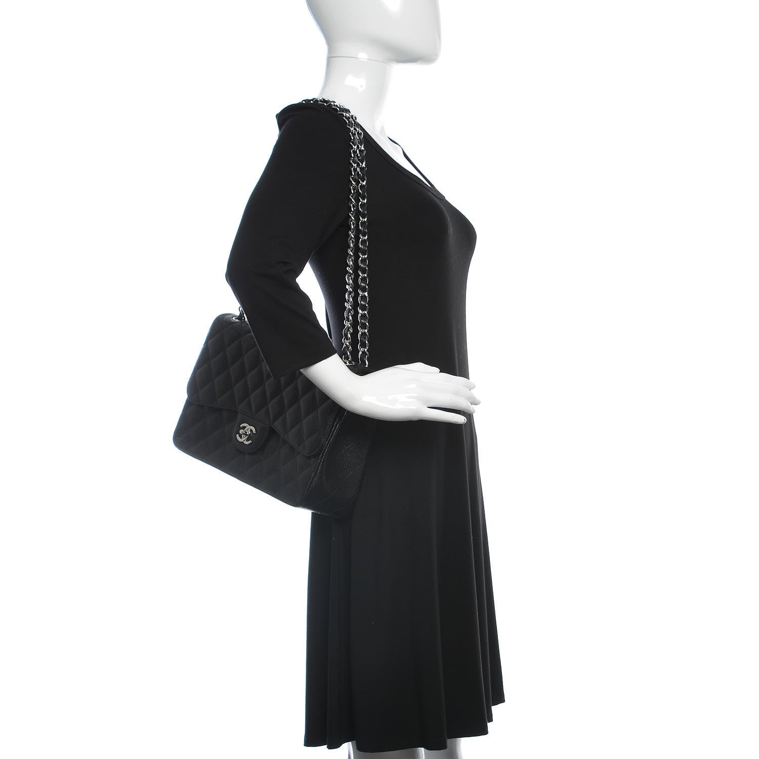 Chanel Caviar Quilted Jumbo Double Flap Black 2 of 10