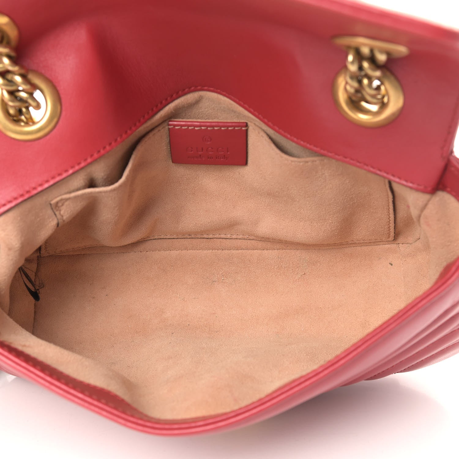 Gucci Calfskin Matelasse Mini GG Marmont Shoulder Bag Hibiscus Red 5 of 14
