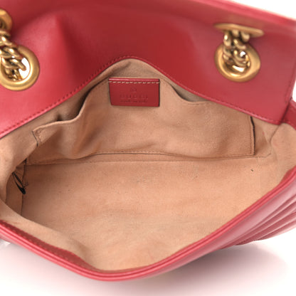 Gucci Calfskin Matelasse Mini GG Marmont Shoulder Bag Hibiscus Red 5 of 14
