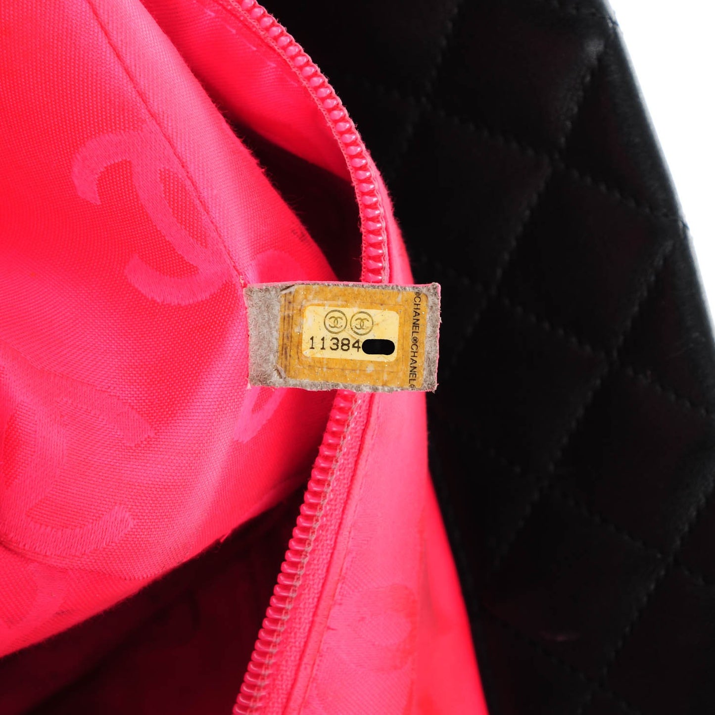 Calfskin Quilted Large Cambon Tote Black White