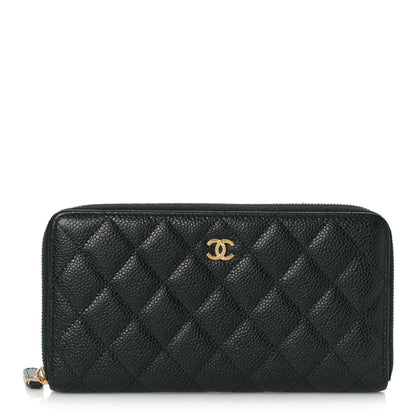Chanel Caviar Quilted Large Gusset Zip Around Wallet Black 1 of 10