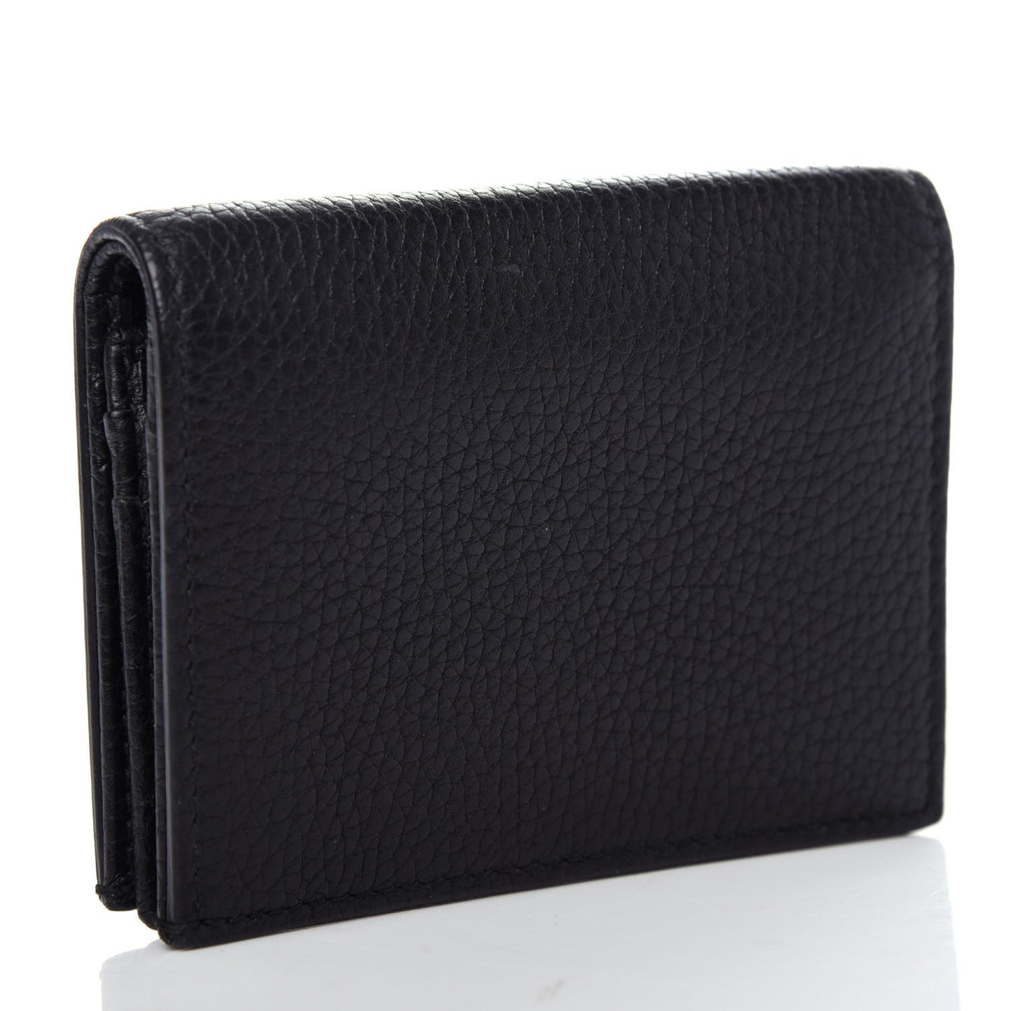 Pebbled Calfskin Animalier Card Case Black