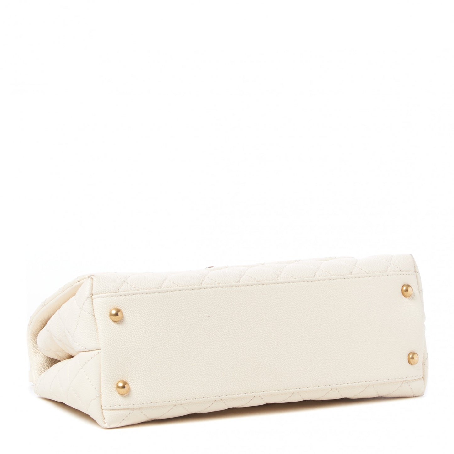 Caviar Lizard Quilted Small Coco Handle Flap Ivory