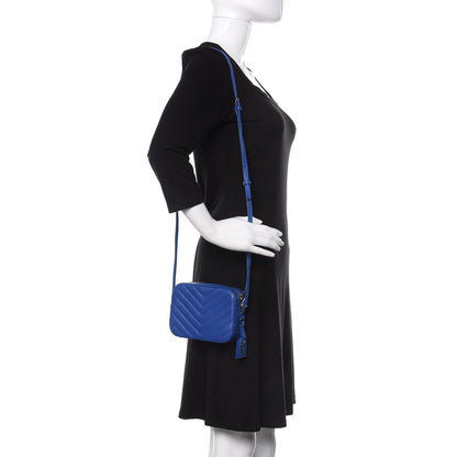 Saint Laurent Sheepskin Chevron Small Camera Bag Royal Blue 2 of 10