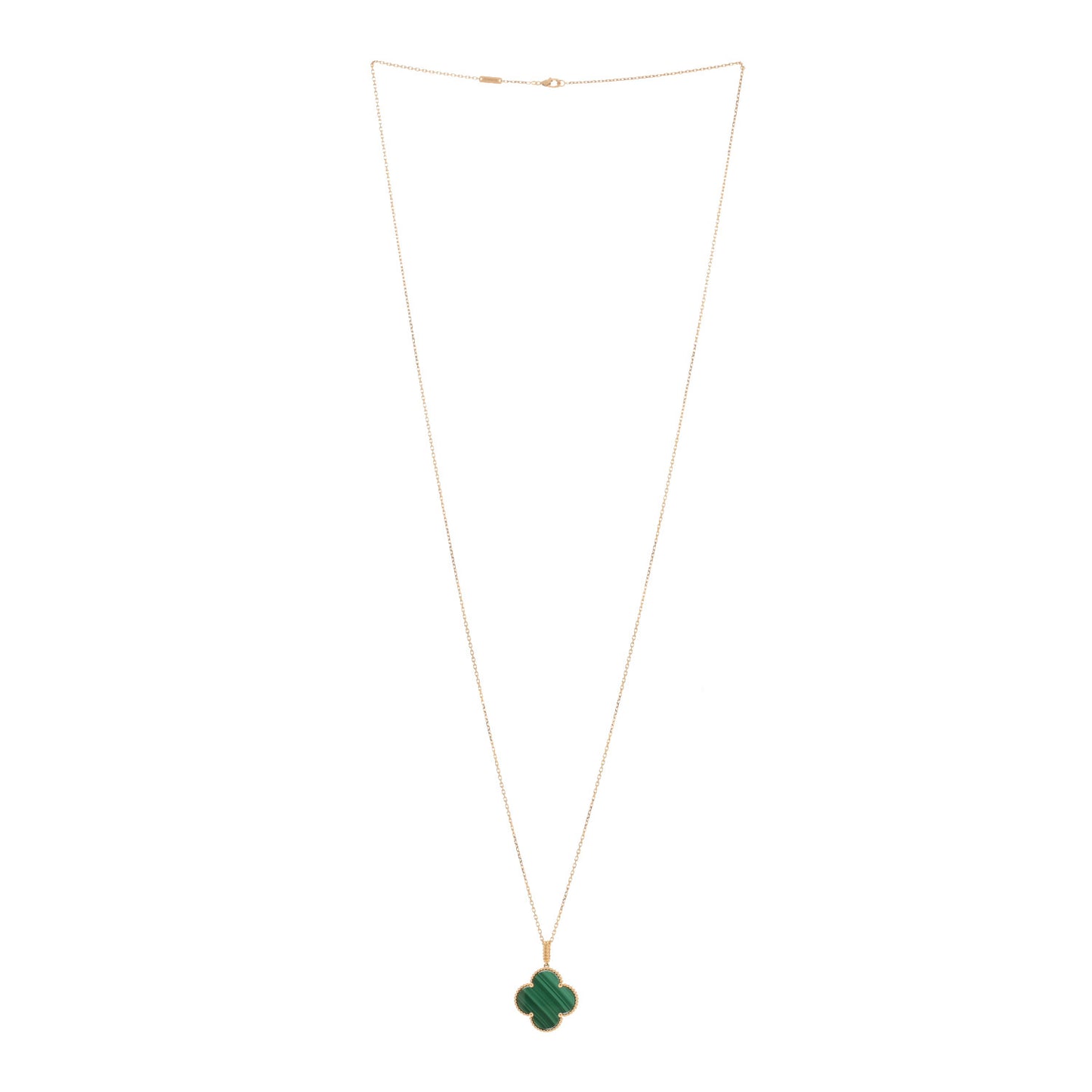 18K Yellow Gold Malachite Magic Alhambra Pendant Necklace