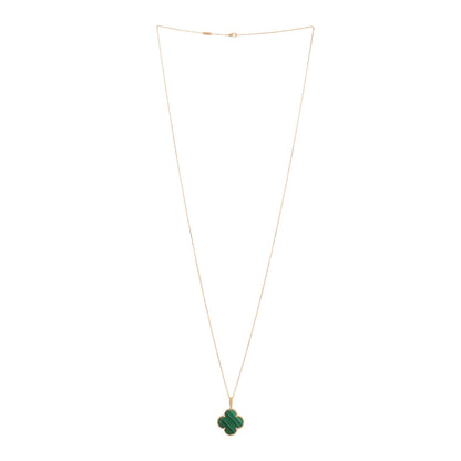 Van Cleef & Arpels 18K Yellow Gold Malachite Magic Alhambra Pendant Necklace 2 of 3