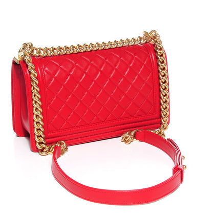 Chanel Lambskin Boy Medium Flap Red 4 of 10