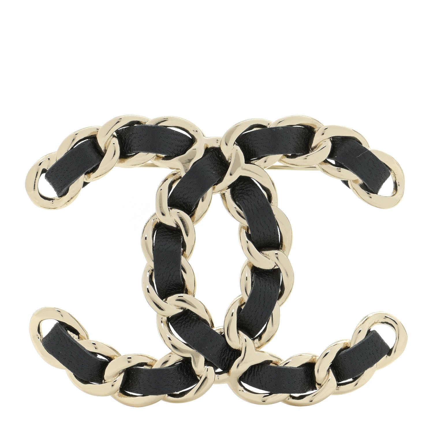 Chanel Lambskin Chain CC Brooch Black Gold 1 of 7