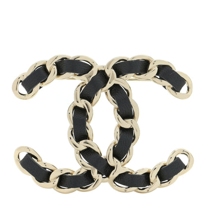 Chanel Lambskin Chain CC Brooch Black Gold 1 of 7