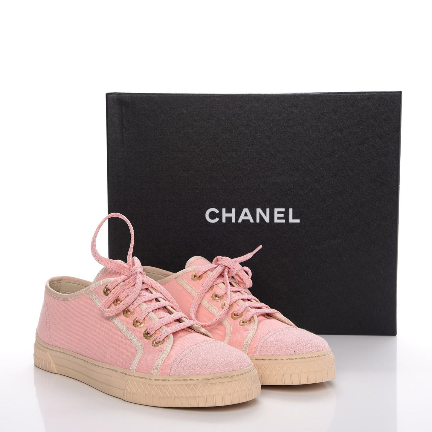 Fabric Tweed Low Top Sneakers 38 Pink