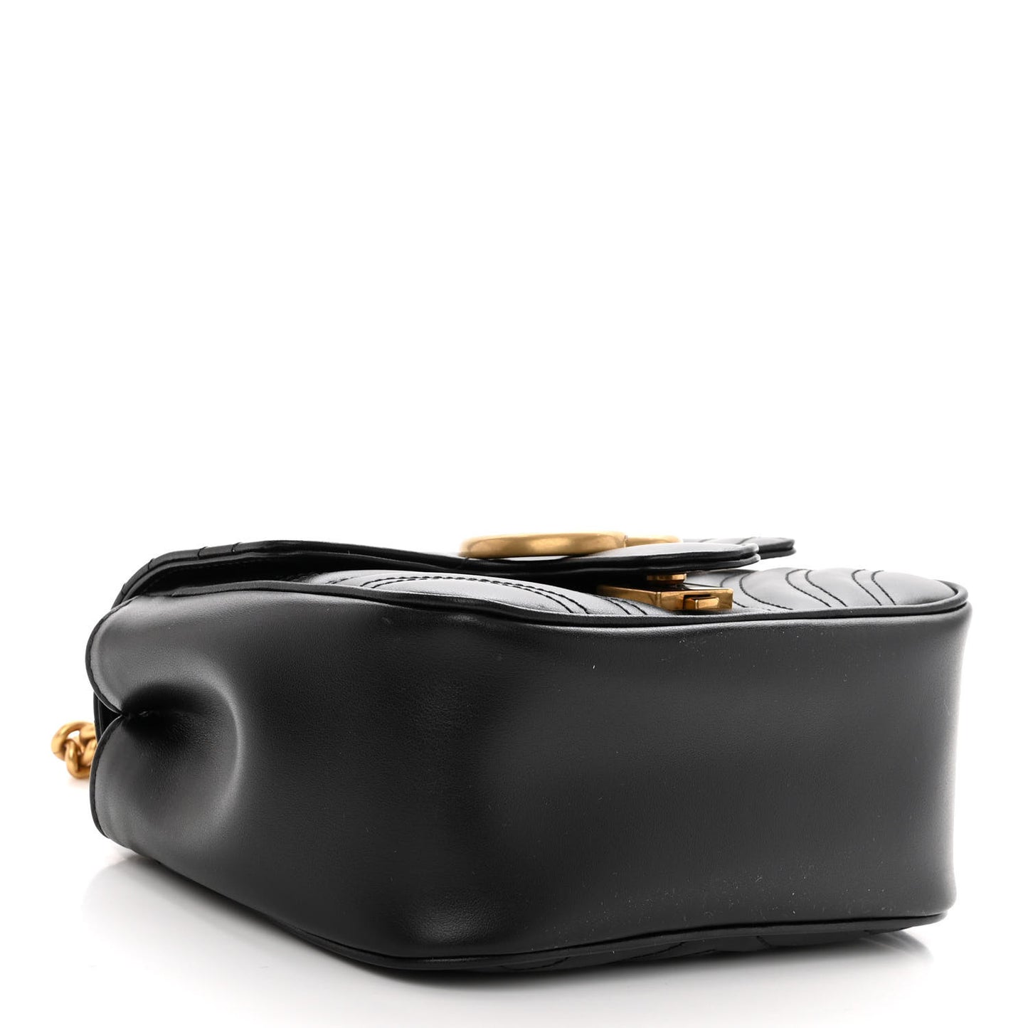 Calfskin Matelasse Mini GG Marmont Square Shoulder Bag Black