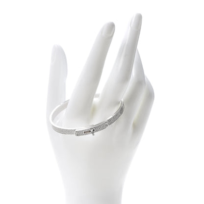 Hermes 18K White Gold Diamond Kelly Full Pave Bracelet SH 2 of 4