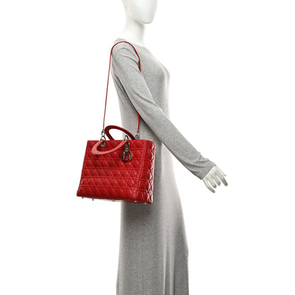 Christian Dior Lambskin Cannage Large Lady Dior Red 2 of 10