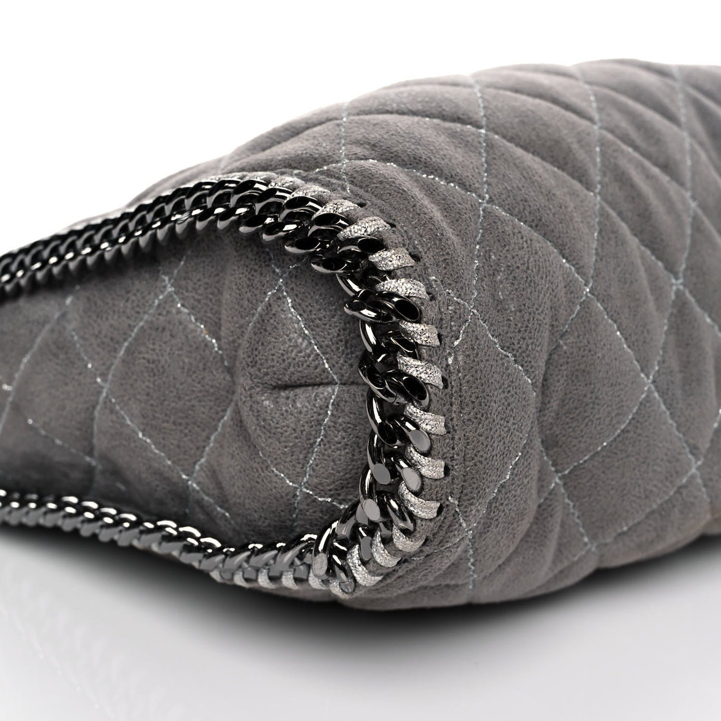 Shaggy Deer Quilted Small Falabella Tote Light Grey