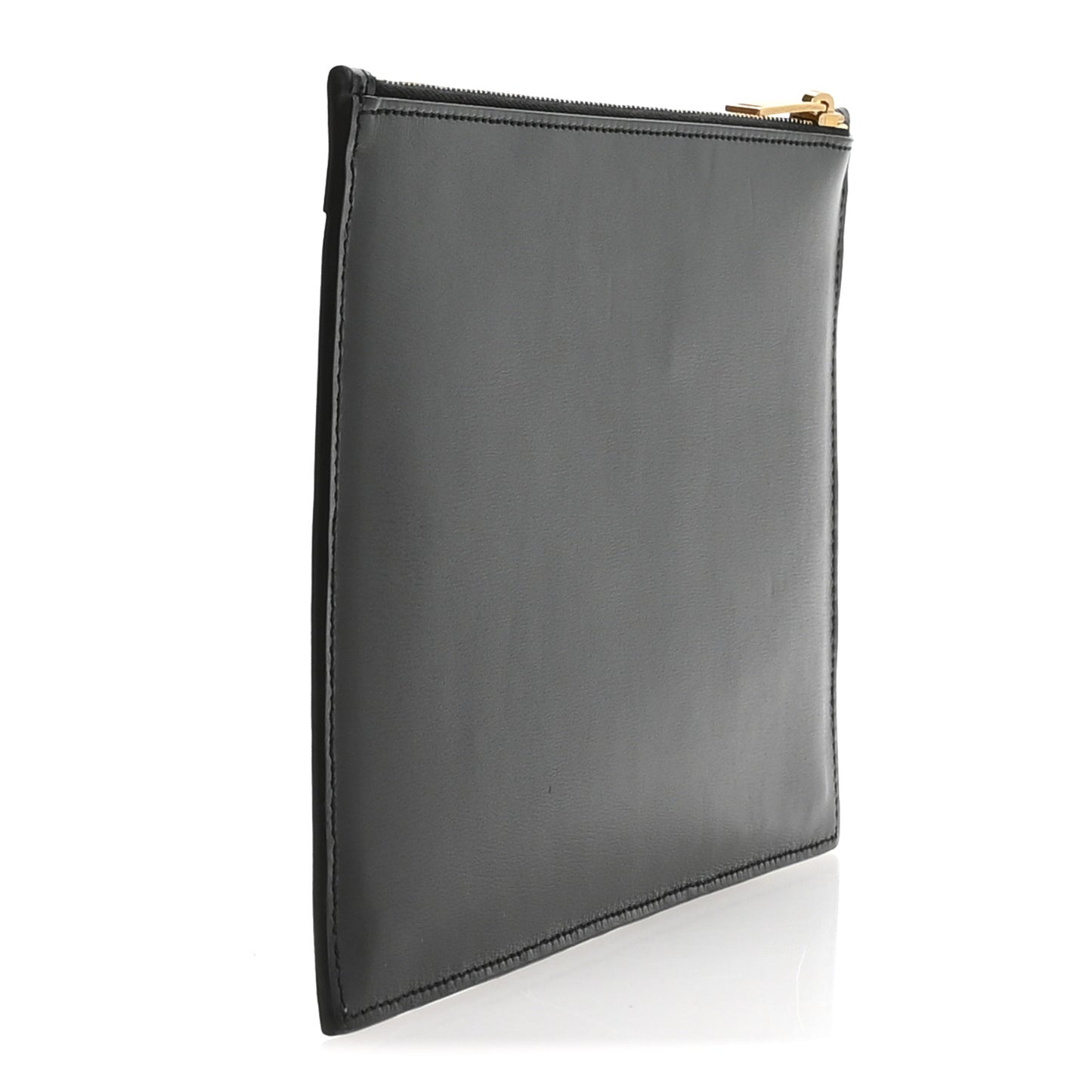 Cane Woven Calfskin Zipped Pouch Black