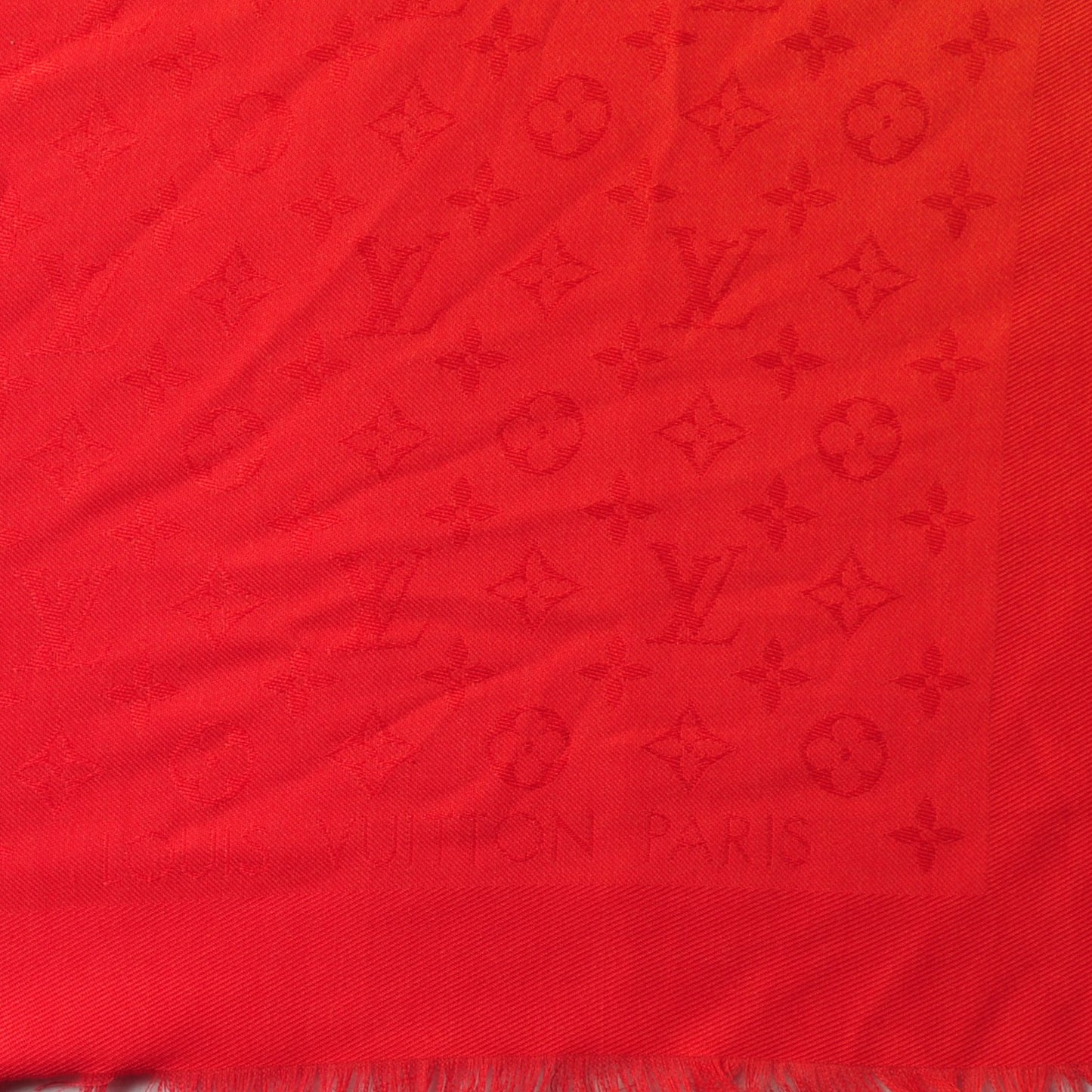 Silk Wool Monogram Sunrise Shawl Corail