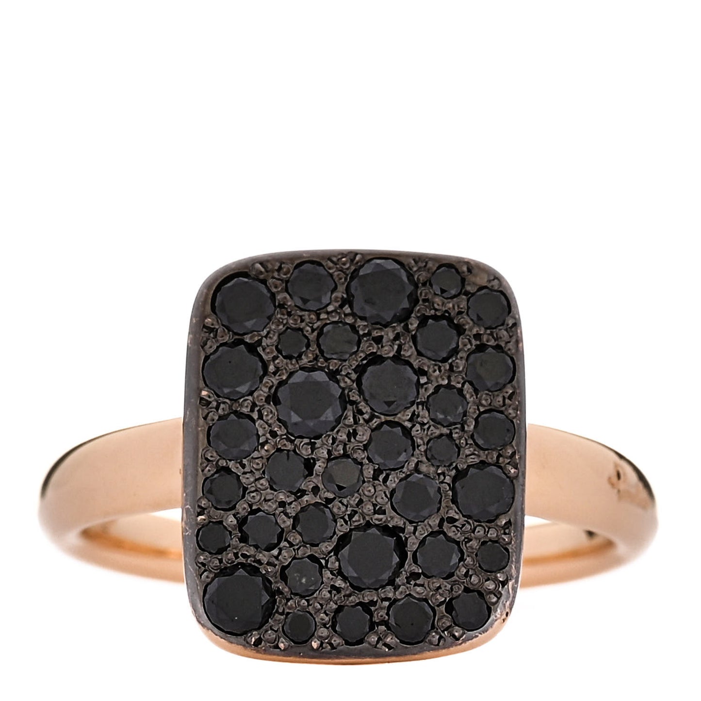 18K Rose Gold Black Diamond Sabbia Rectangular Ring 54 7